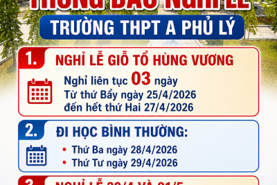 Thông báo nghỉ lễ Giỗ tổ Hùng Vương, nghỉ lễ 30/4 và 01/5/2026